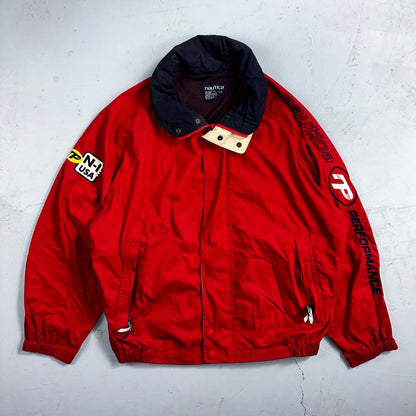 Nautica Jacket Adult Large Full Zip USA 90s Performance Mens N1 Red Rare