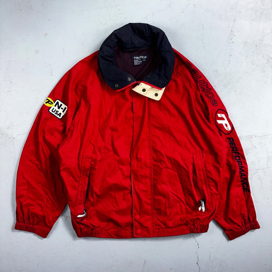 Nautica Jacket Adult Large Full Zip USA 90s Performance Mens N1 Red Rare