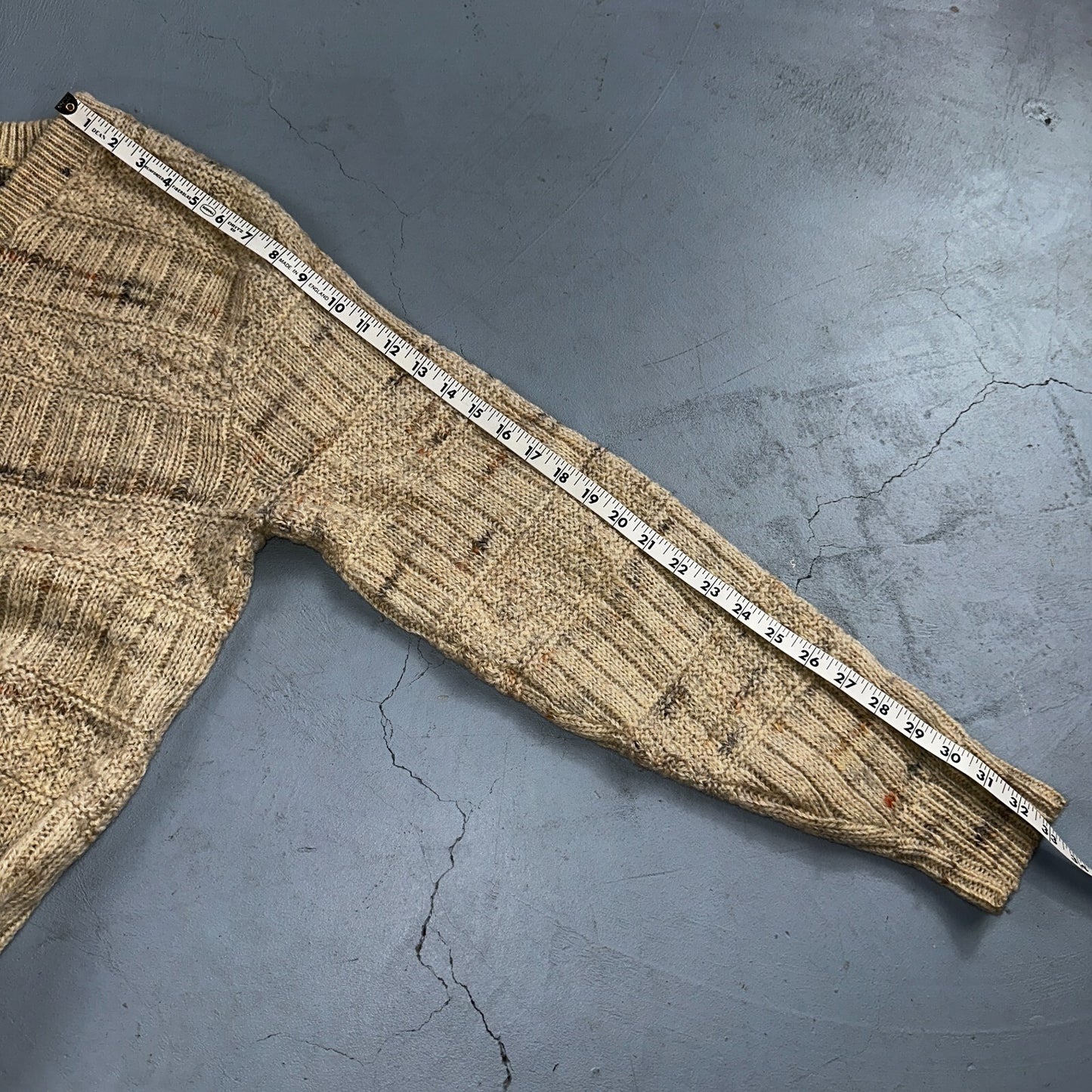 Pendleton VTG Womens V Neck Pullover Wool Sweater Ivory 1970s 70s L Fisherman