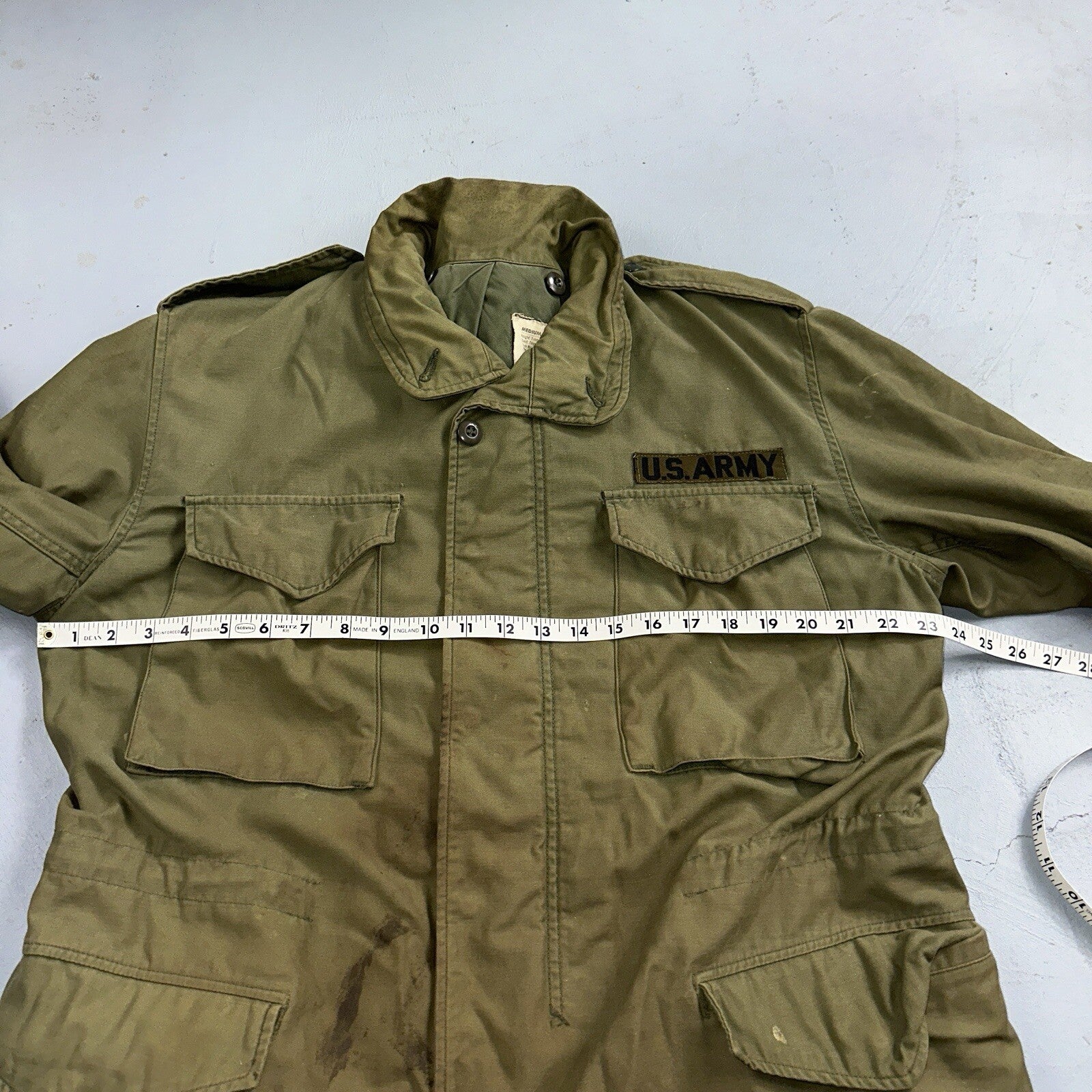 VTG US ARMY M-65 Field Jacket Coat Cold Weather Mans OG-107 Vietnam 70s Medium