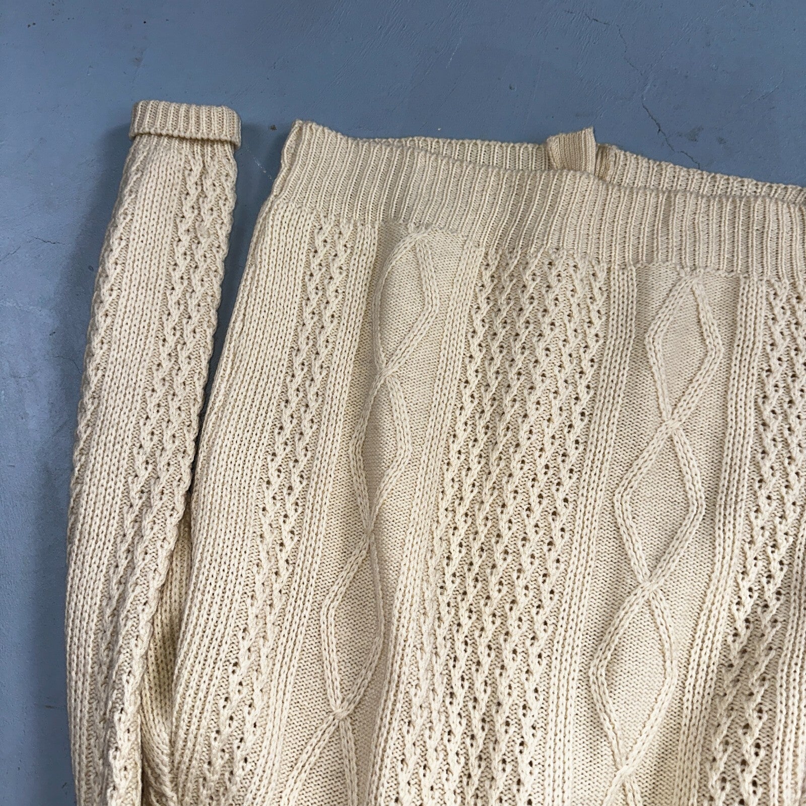 Vintage 100% Wool Fisherman Knit Men’s M Cardigan Nordstrom 1970s 70s Ivory