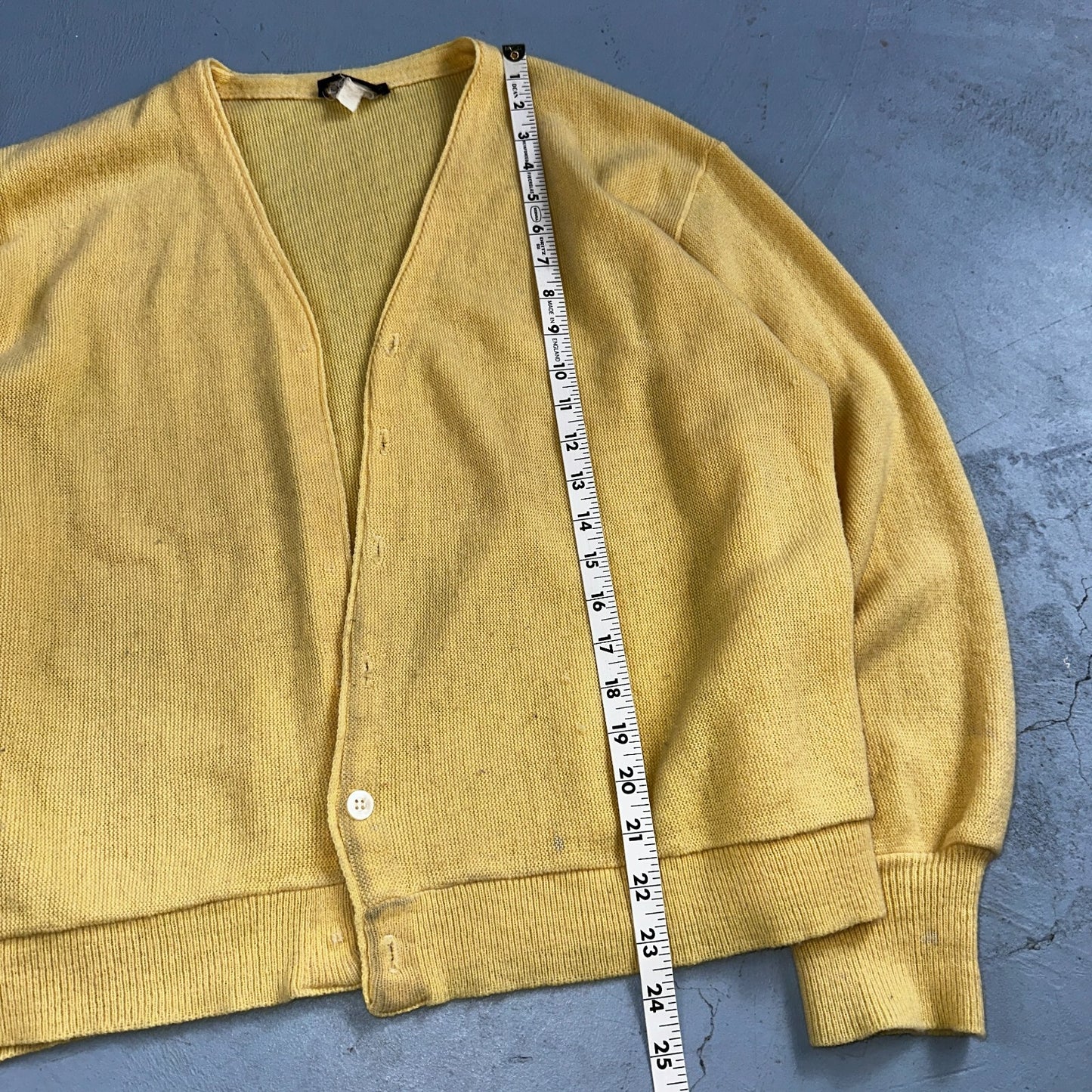 Vintage 1970s 70s JC Penney Towncraft Cardigan L Yellow MCM Missing Buttons
