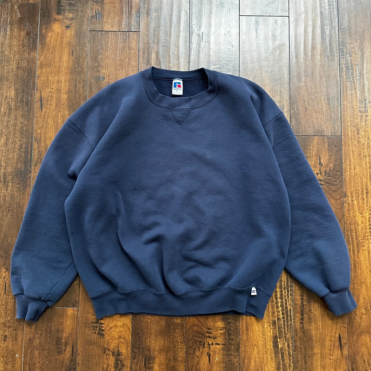 Vintage Russell Athletic Sweatshirt Navy Blue 2XL 90s Kanye V USA Basic Clean