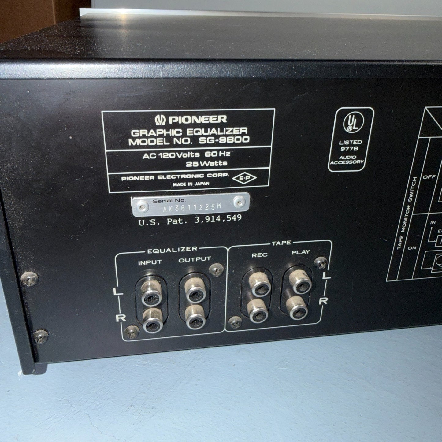 Pioneer SG-9800 Stereo Graphic Equalizer EQ - Please Read Description