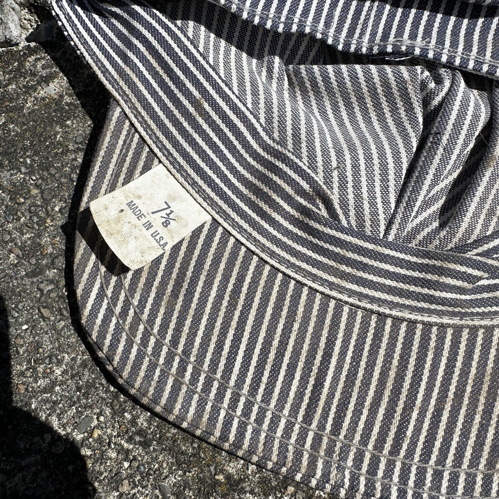 Railroad Engineer Striped Conductor Hat Cap Blue White Trucker 7 3/8 Rockabilly