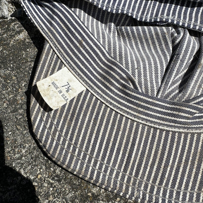 Railroad Engineer Striped Conductor Hat Cap Blue White Trucker 7 3/8 Rockabilly