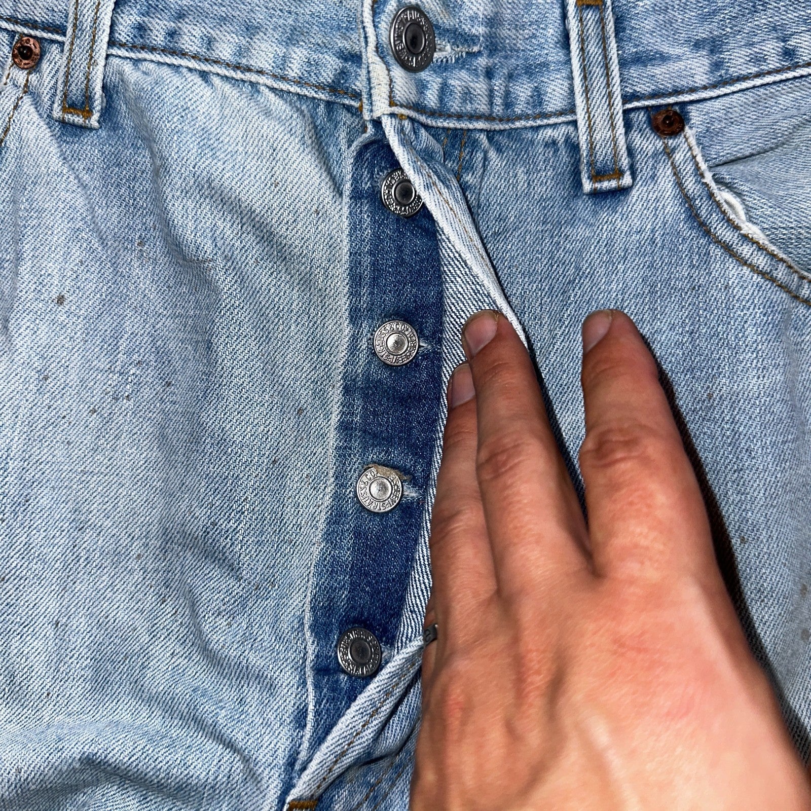 Levis 501 Vintage 90s Poland Straight Leg Jeans Blue Light Wash 36x32 Act 34x31