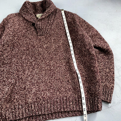 Vintage LL Bean Shawl Collar Pullover Sweater Lambswool Blend Red Men’s XL