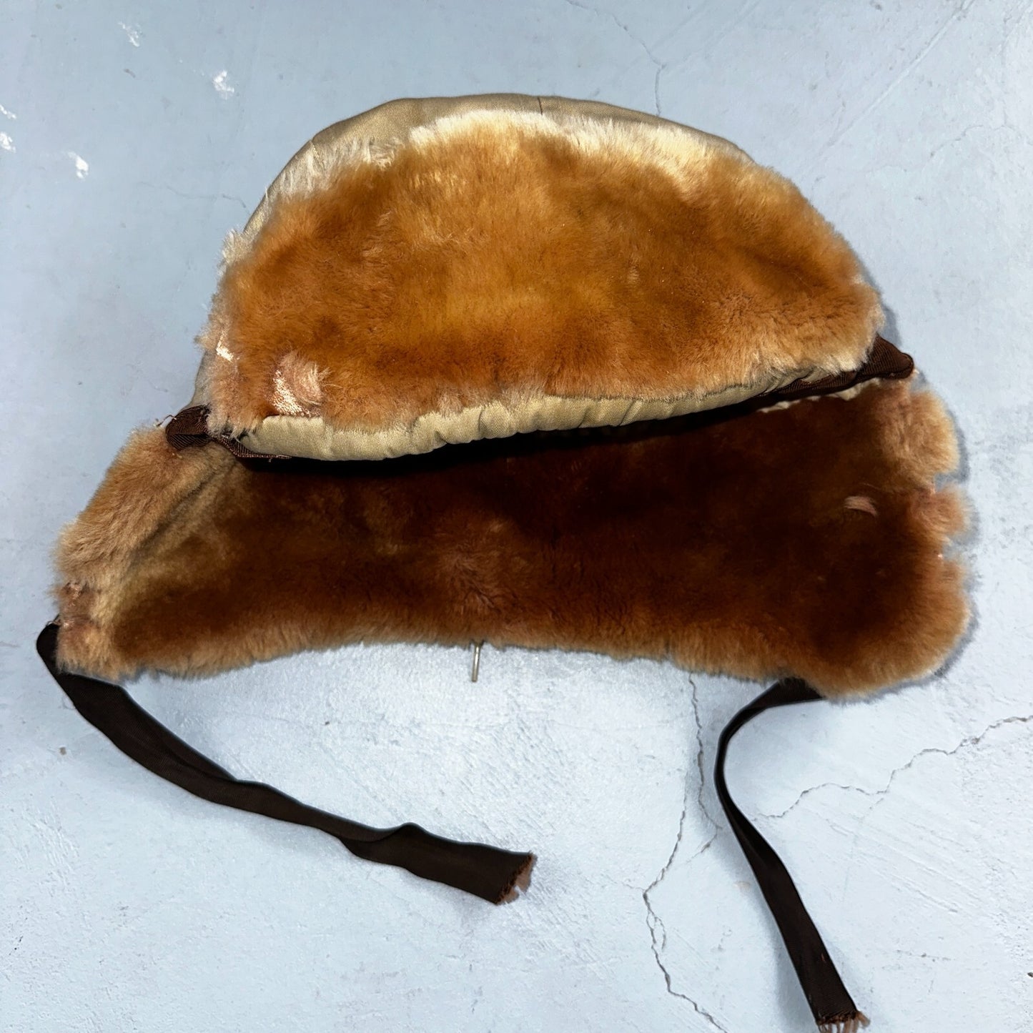 Vintage Eddie Bauer Goose Down Cap Hat Trapper Faux Fur Ear Flaps M 1960s Rare