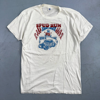 Spud Run USA 1970s VTG T Shirt 70s Rockabilly Hanes America Idaho Streetrod XL