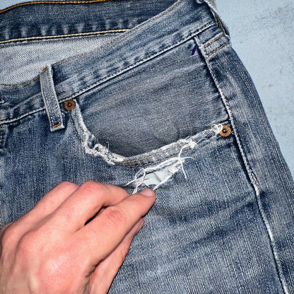 Levis 501 Vintage Y2K XX Straight Leg Jeans Blue Med Wash 34x36 Act 33x30
