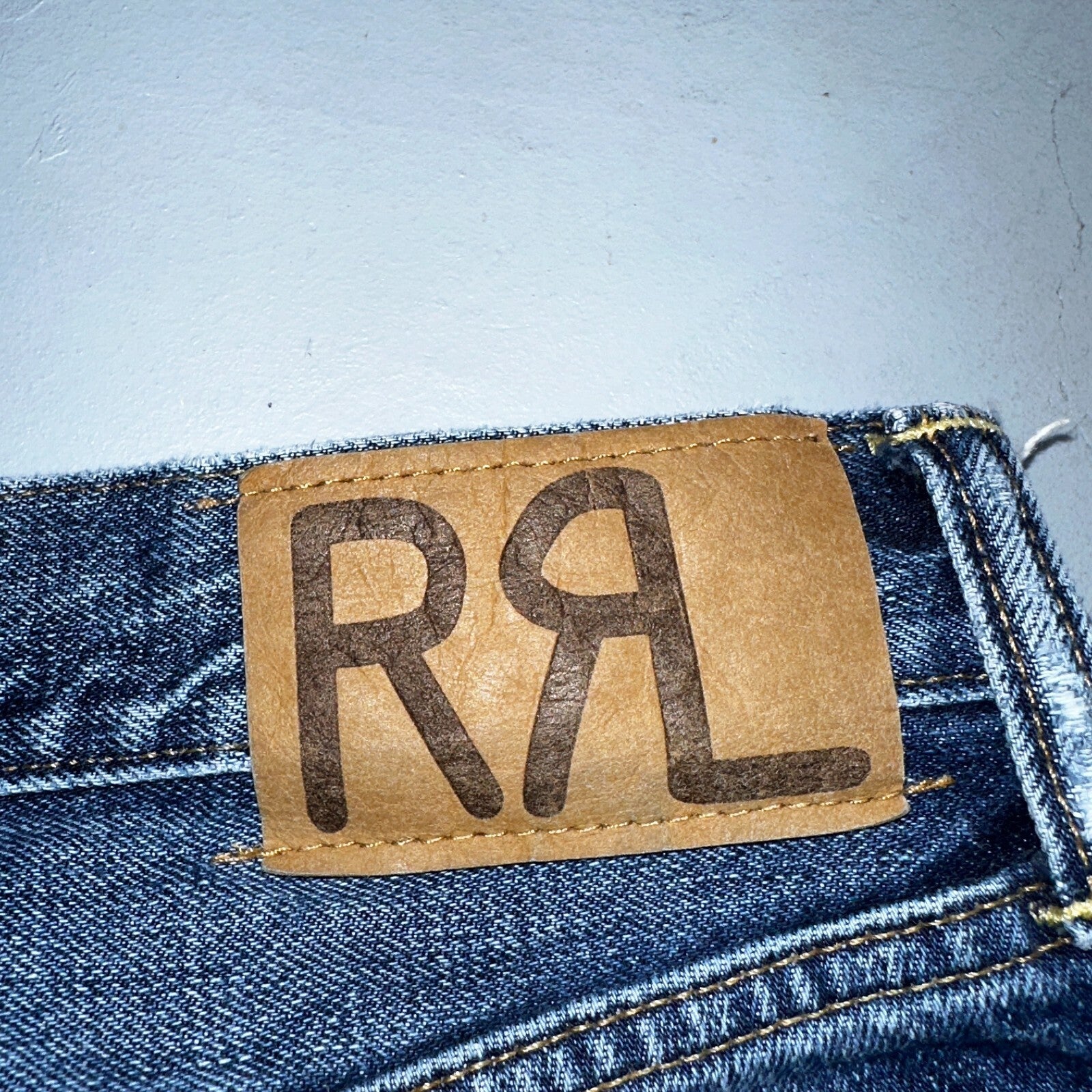 RRL Denim Zip Fly Slim Double RL Mens Jeans Mexico Sz 31x34 Med Wash RN 41381