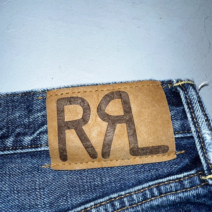 RRL Denim Zip Fly Slim Double RL Mens Jeans Mexico Sz 31x34 Med Wash RN 41381