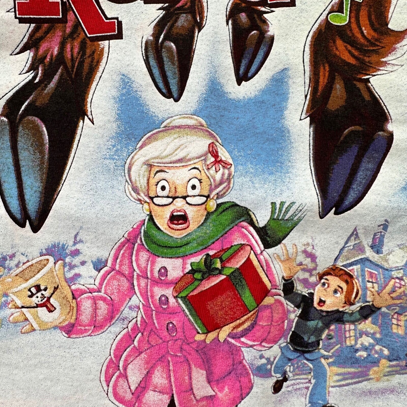Christmas Grandma Got Ran Over By A Reindeer Vintage T Shirt Music Rap Movie TV
