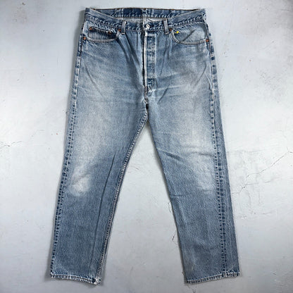 Levis 501 Vintage 90s USA XX Straight Leg Jeans Blue Light Wash 40x32 Act 35x29