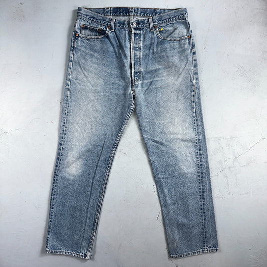 Levis 501 Vintage 90s USA XX Straight Leg Jeans Blue Light Wash 40x32 Act 35x29