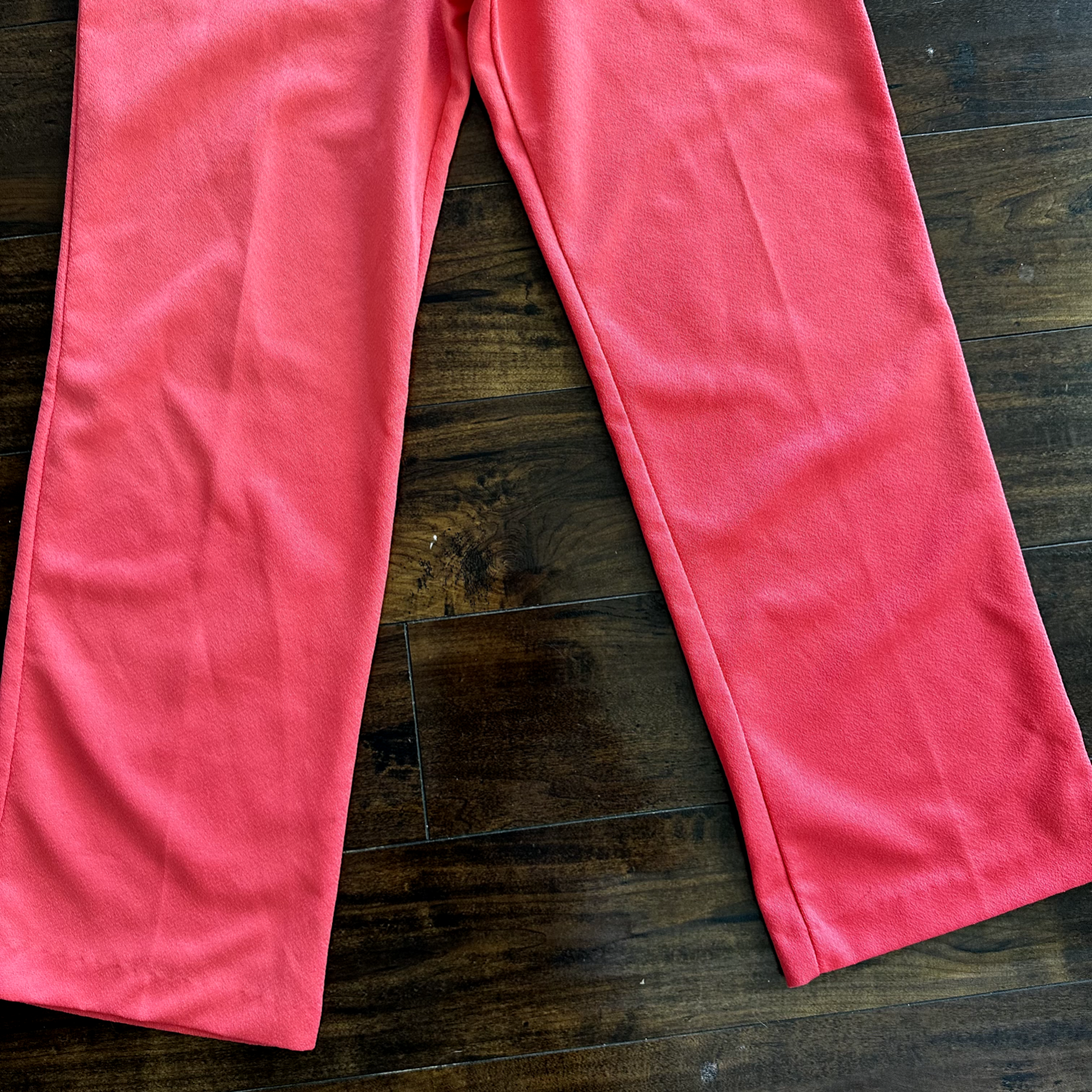 Vintage 70s High Waist Bell Bottom Poly Knit Disco Pants Pattern 80s Pink