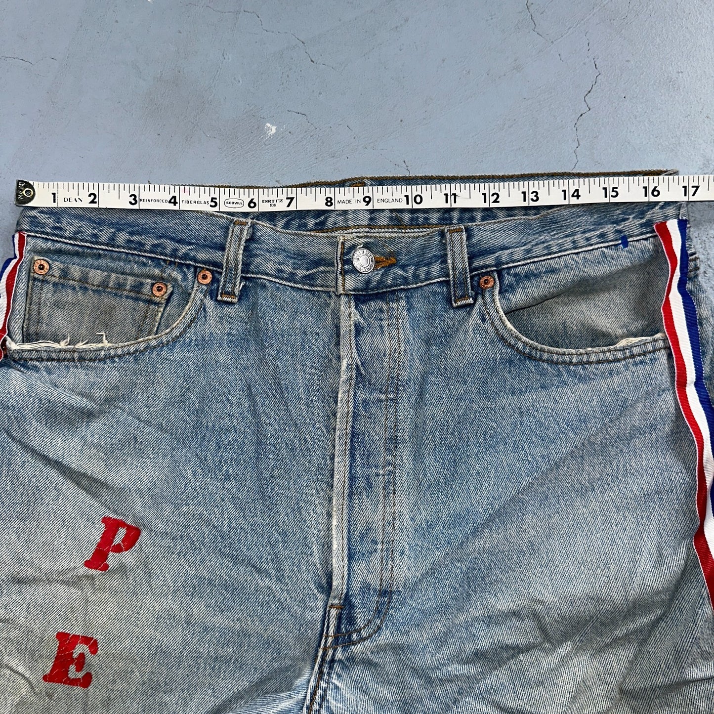 Levis 501 Vintage 90s USA XX Straight Leg Jeans Blue Custom Love 36x34 Act 33x32