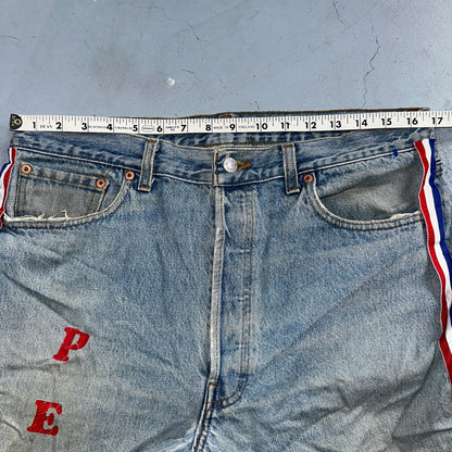 Levis 501 Vintage 90s USA XX Straight Leg Jeans Blue Custom Love 36x34 Act 33x32