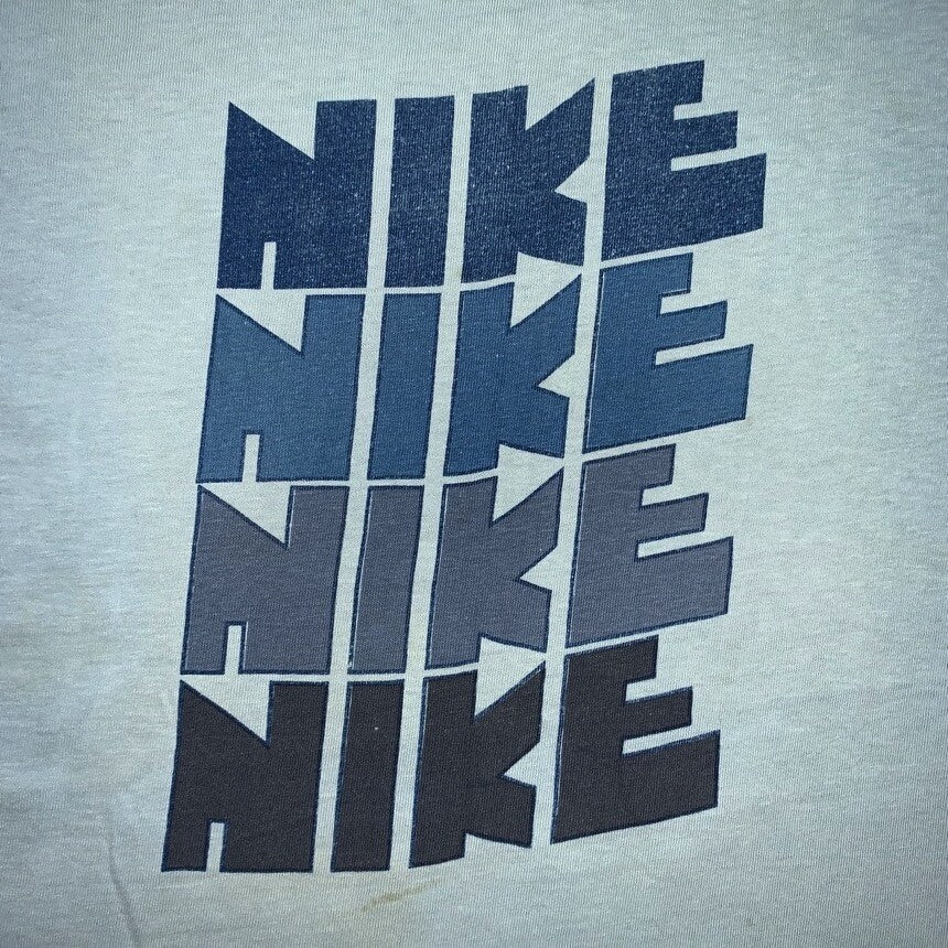 70s Quad Block Print Vintage Nike T Shirt USA Rare Single Stitch Pinwheel Anvil