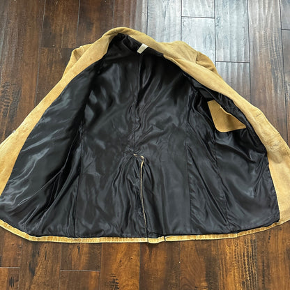 VTG 1960s Brown Leather Suede Hippie Western Coat Jacket 44 Rockabilly 60s 70s