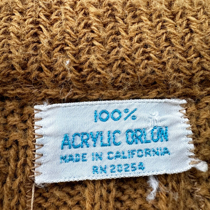 VINTAGE 50s 60s Campus Cardigan Sweater Orlon Acrylic USA Cobain Atomic Brown