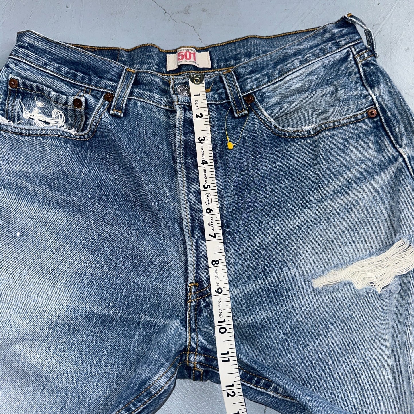 Levis 501 Vintage Y2K XX Straight Leg Jeans Rips Blue Med Wash 33x36 Act 31x31