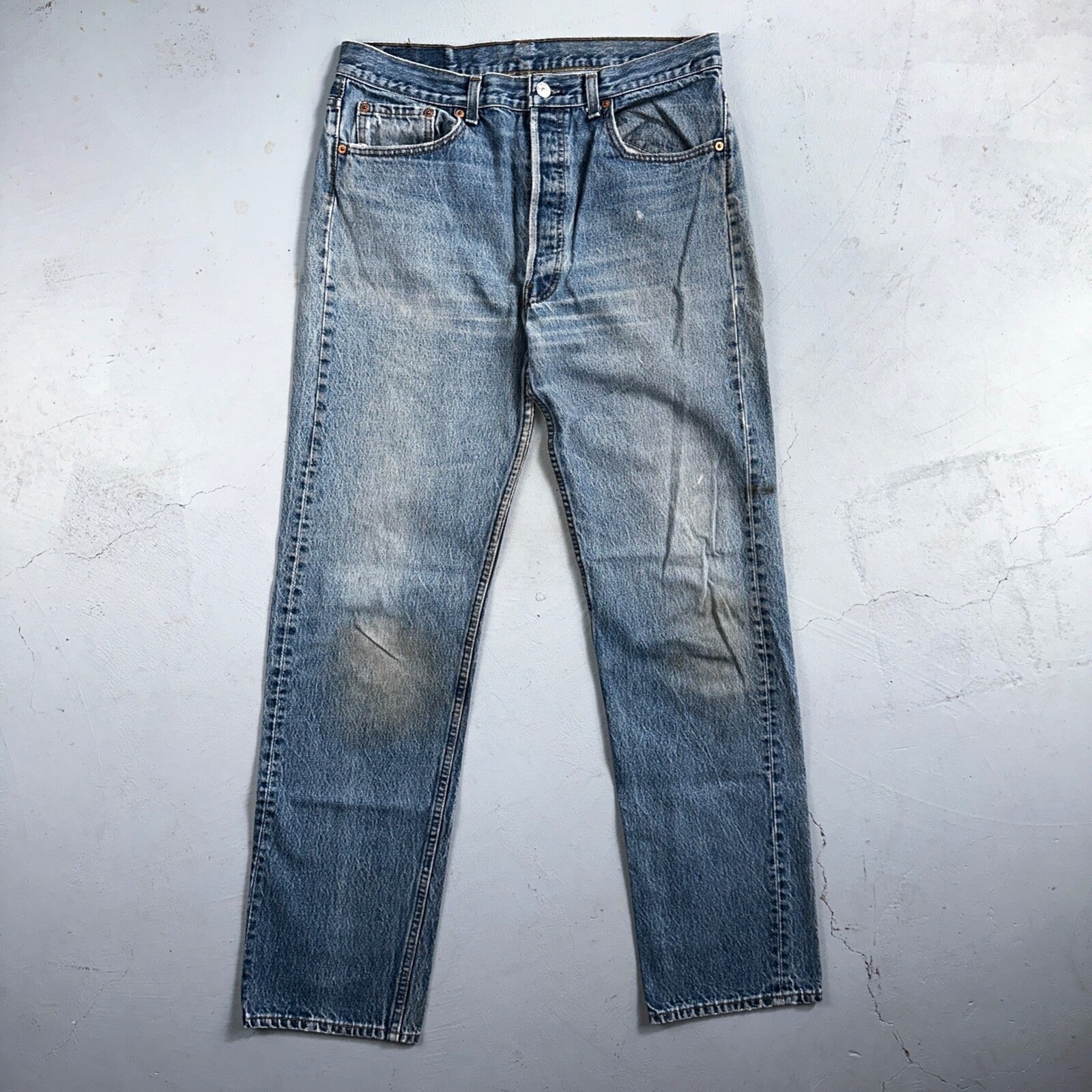 Levis 501 Vintage 90s USA XX Straight Leg Jeans 35x36 Blue Light Wash Act 32x32