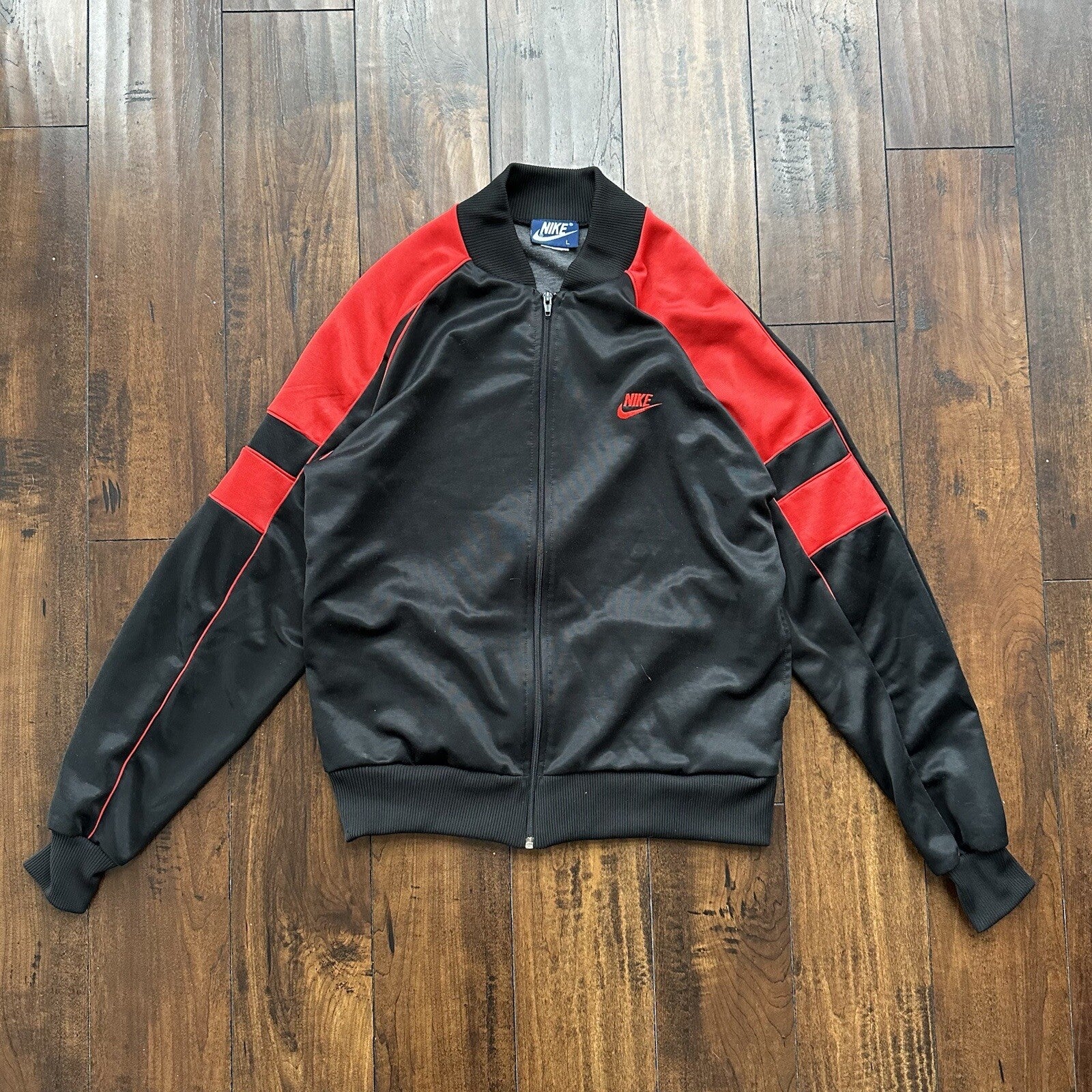 Vintage 1985 Nike Air Jordan Jacket Bred Chicago L RARE Black Red Japan 80s