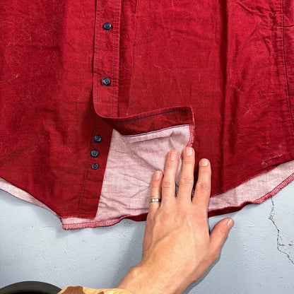 Wrangler Shirt VTG Mens 17 35 Red Blue Checked Long Tails Long Sleeve Aztec