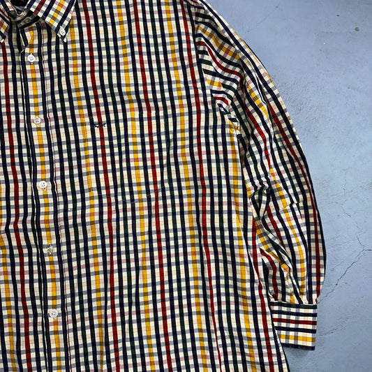 Paul & Shark Shirt Men's 46 Button Down Long Sleeve Gingham Check Italy Tricolor