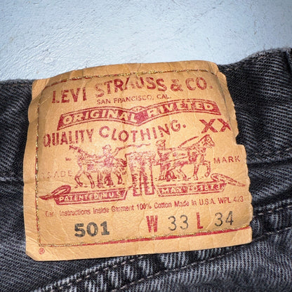 Levis 501 Vintage 80s USA XX Straight Leg Jeans Black Light Wash 33x34 Act 31x32