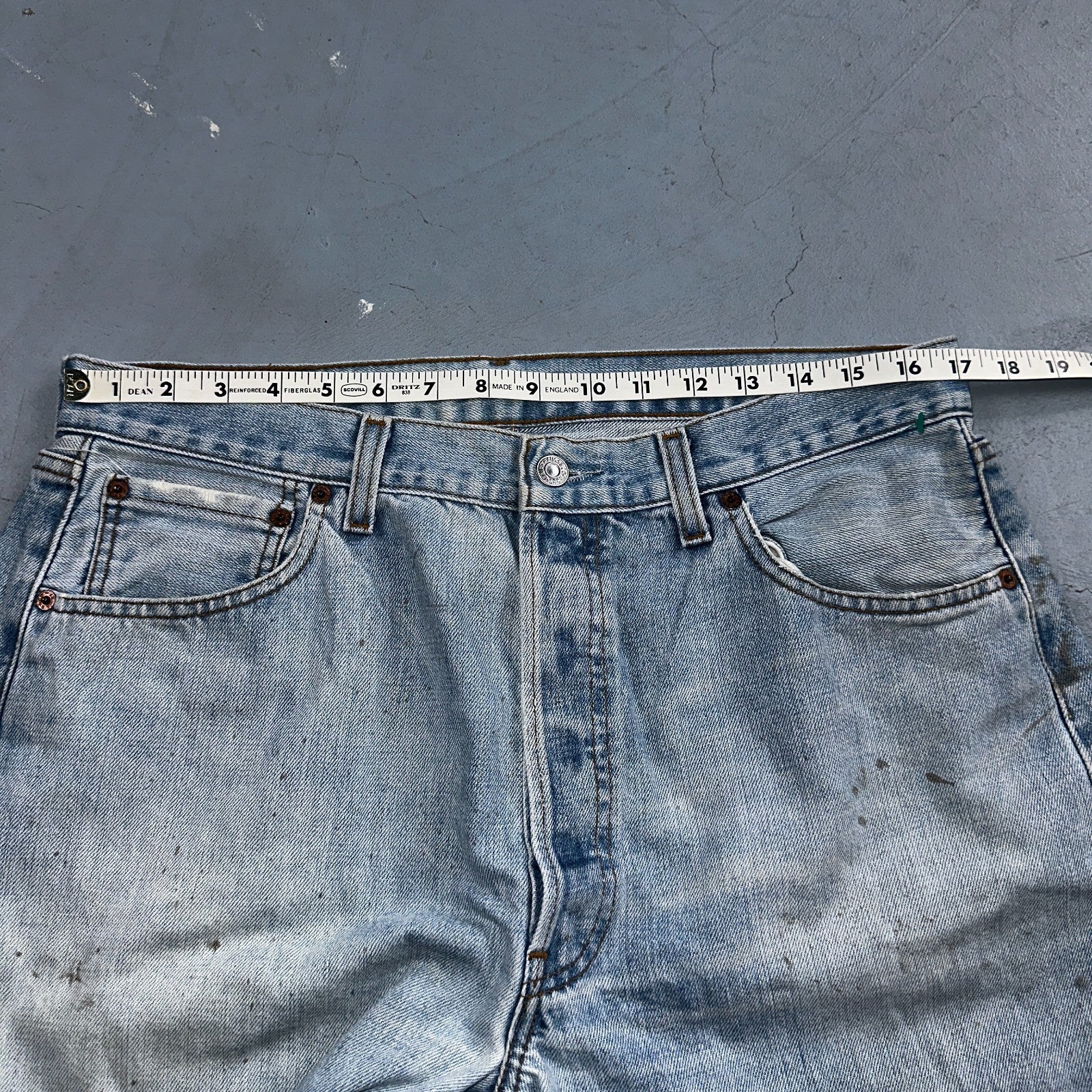 Levis 501 Vintage 90s Poland Straight Leg Jeans Blue Light Wash 36x32 Act 34x31