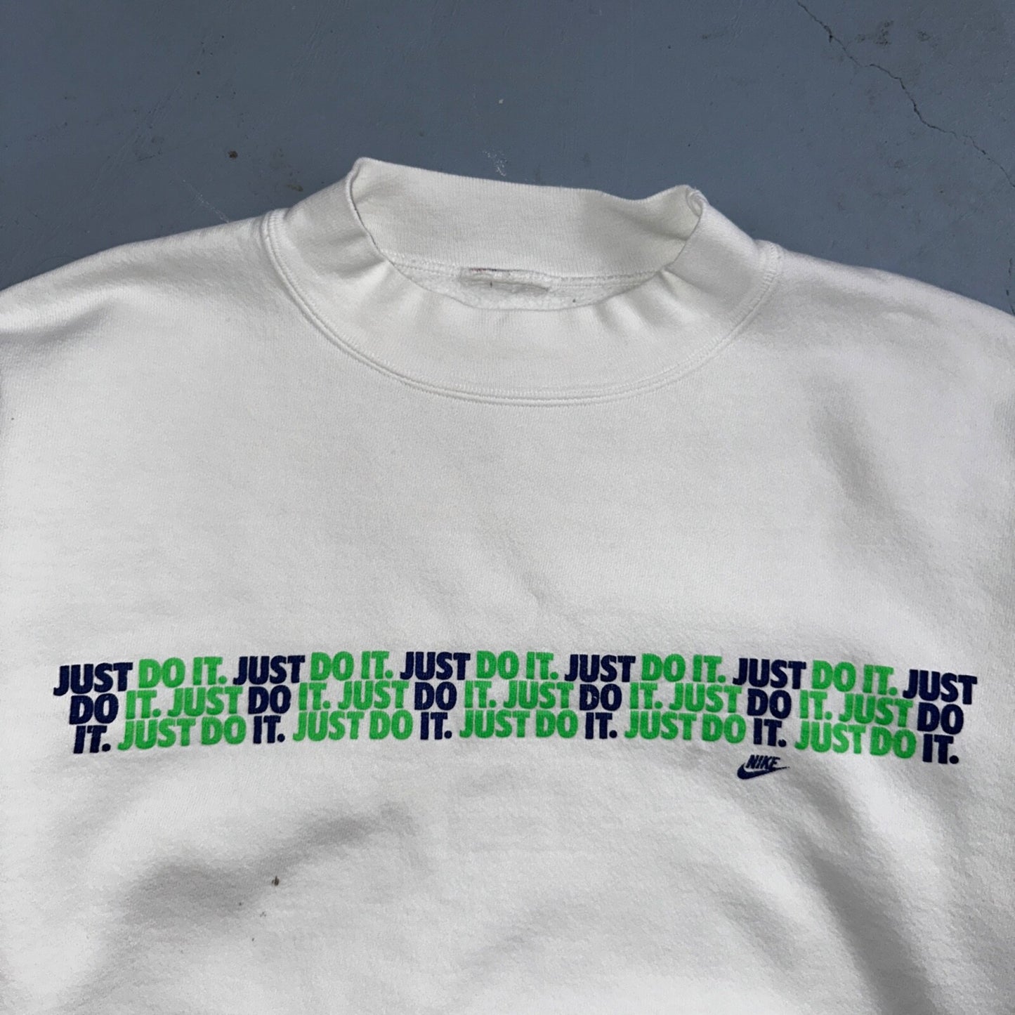 Nike VTG 90s Sweatshirt Crewneck Just Do It USA Logo 1990s White Jumper Gym