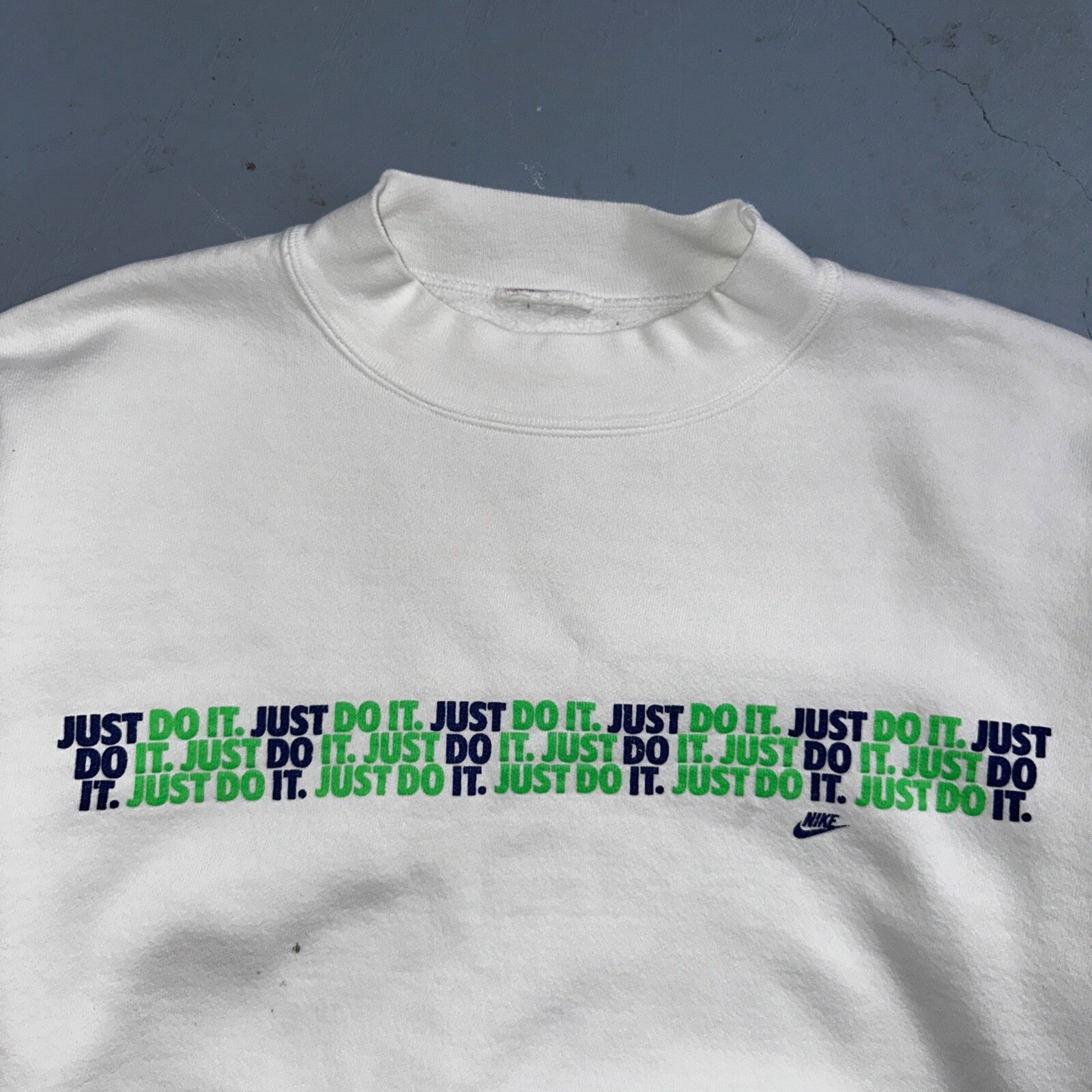 Nike VTG 90s Sweatshirt Crewneck Just Do It USA Logo 1990s White Jumper Gym