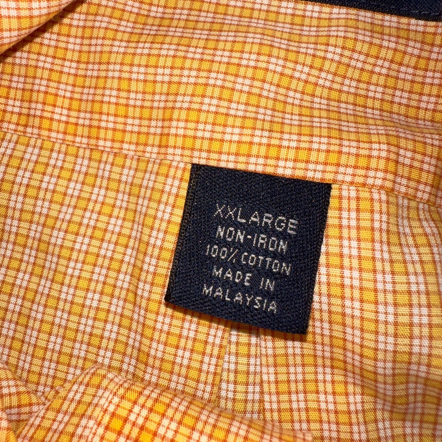 Brooks Brothers No Iron Button Down Long Sleeve Orange White Check Shirt 2XL