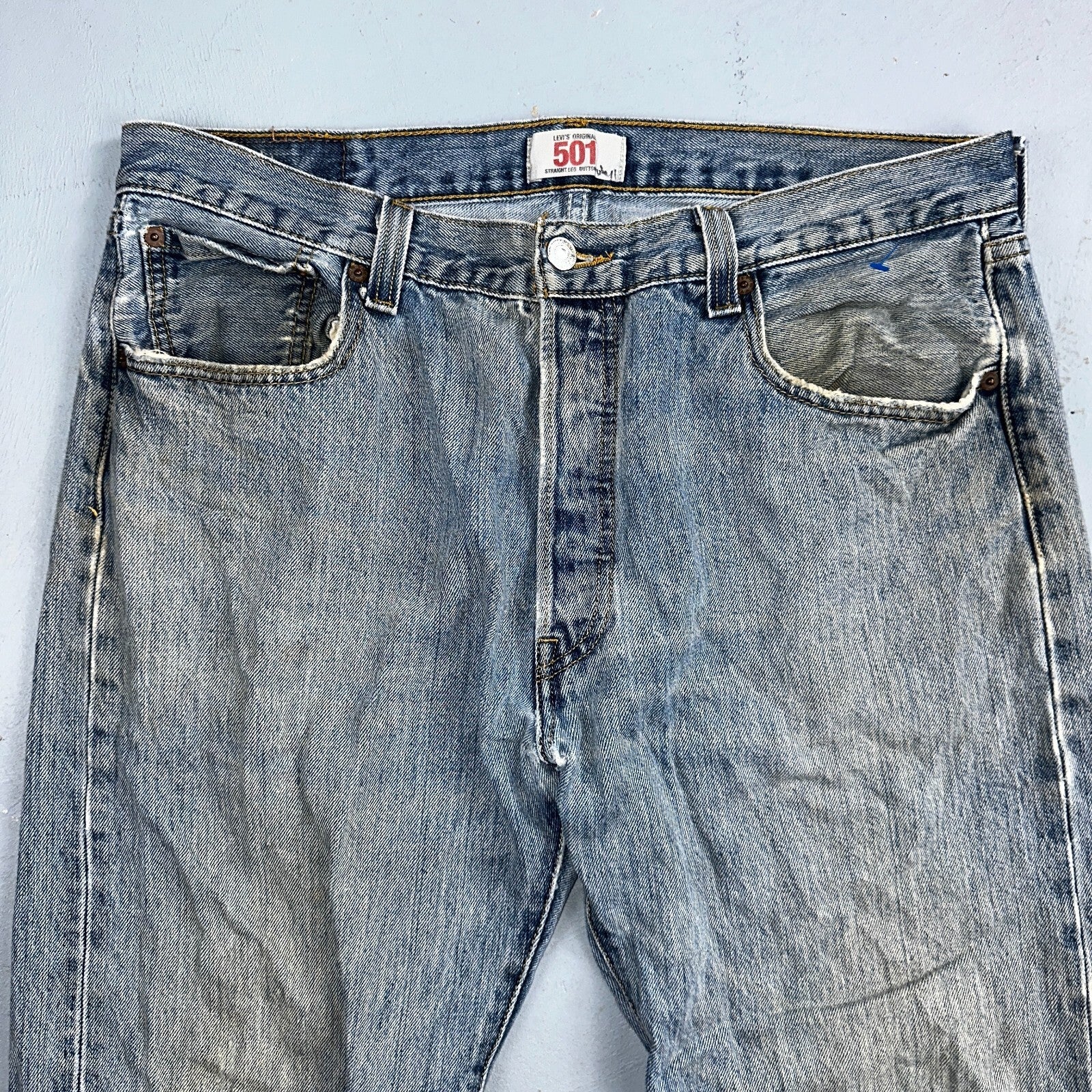Levis 501 Vintage Y2K XX Straight Leg Jeans Blue Light Wash 36x34 Act 35x31