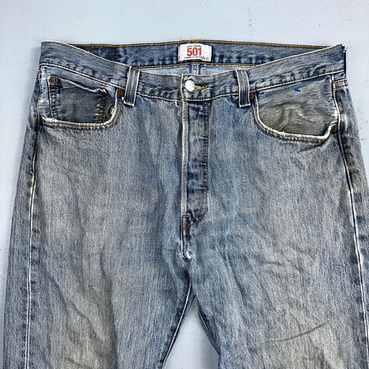 Levis 501 Vintage Y2K XX Straight Leg Jeans Blue Light Wash 36x34 Act 35x31