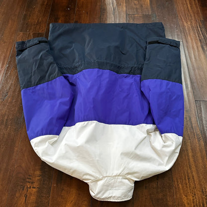 VTG Nike Jacket Mens M Windbreaker Colorblock Purple Black Big Swoosh Logo 90s