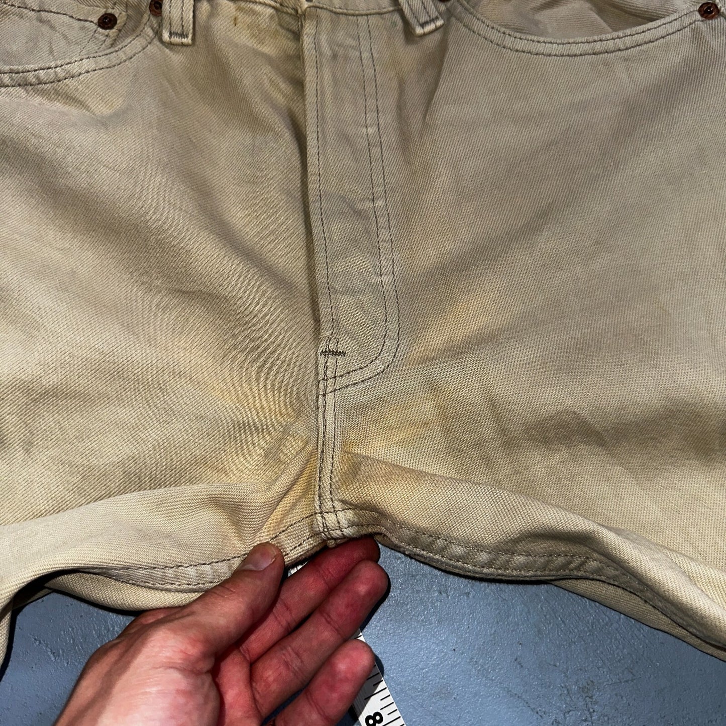 Levis 501 Vintage 90s USA XX Straight Leg Jeans Khaki Light Wash 31x30 Act 31x29