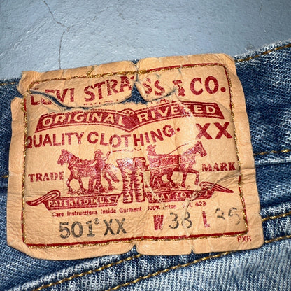 Levis 501 Vintage Y2K 90s XX Straight Leg Jeans Blue Med Wash 38x36 Act 35x31