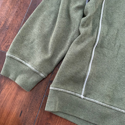 LL Bean Quarter Zip Pullover Fleece Sweater Mens L Green VTG 90s Style Basic