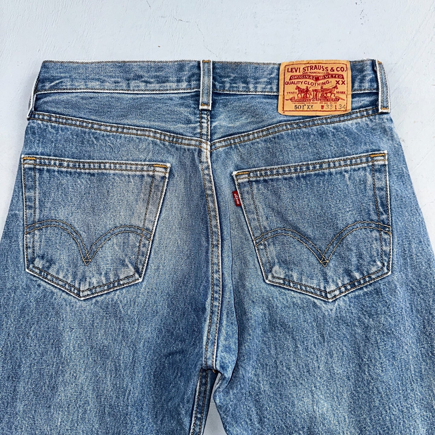 Levis 501 Vintage 90s XX Straight Leg Jeans Y2K Light Wash 33x34 Act 30x30
