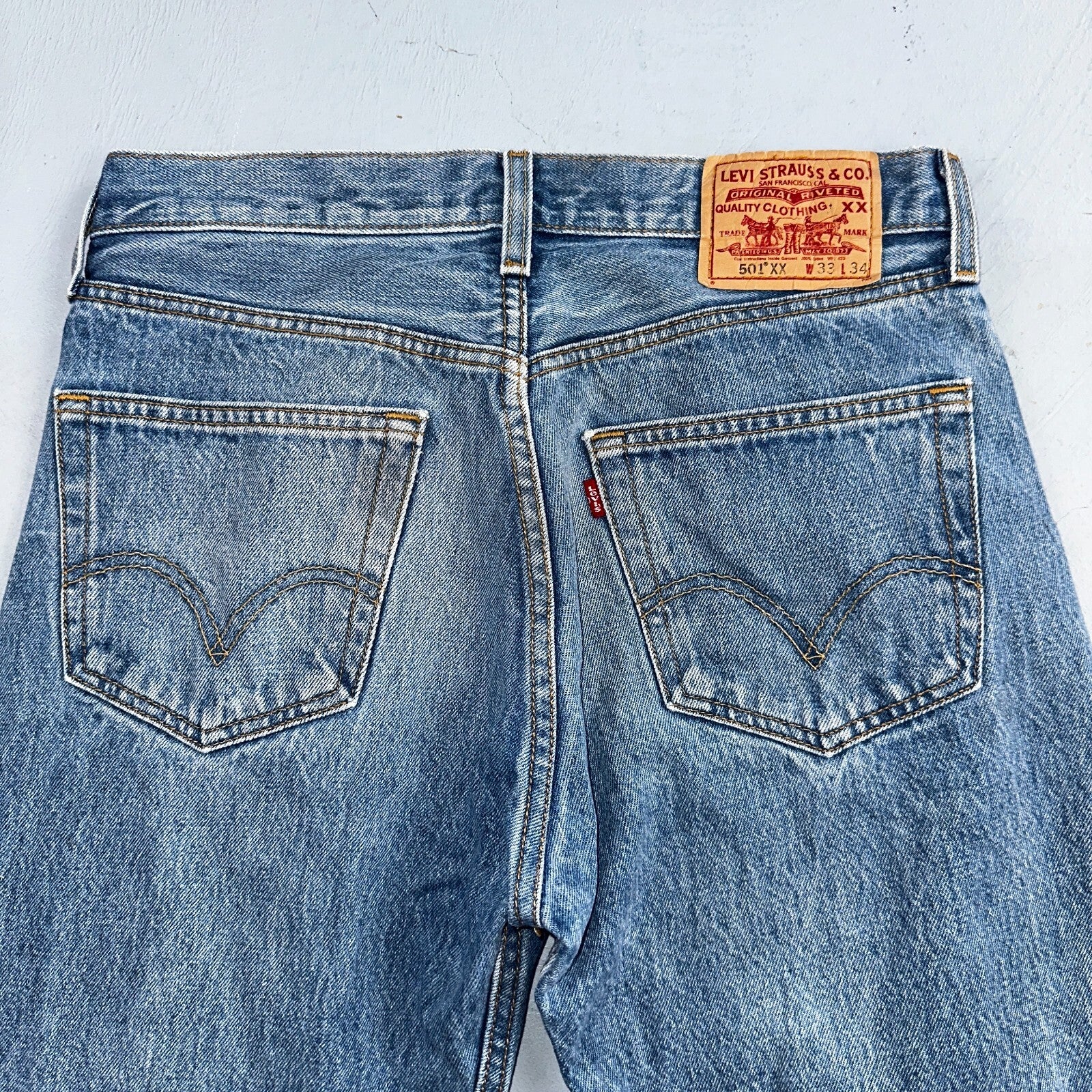 Levis 501 Vintage 90s XX Straight Leg Jeans Y2K Light Wash 33x34 Act 30x30