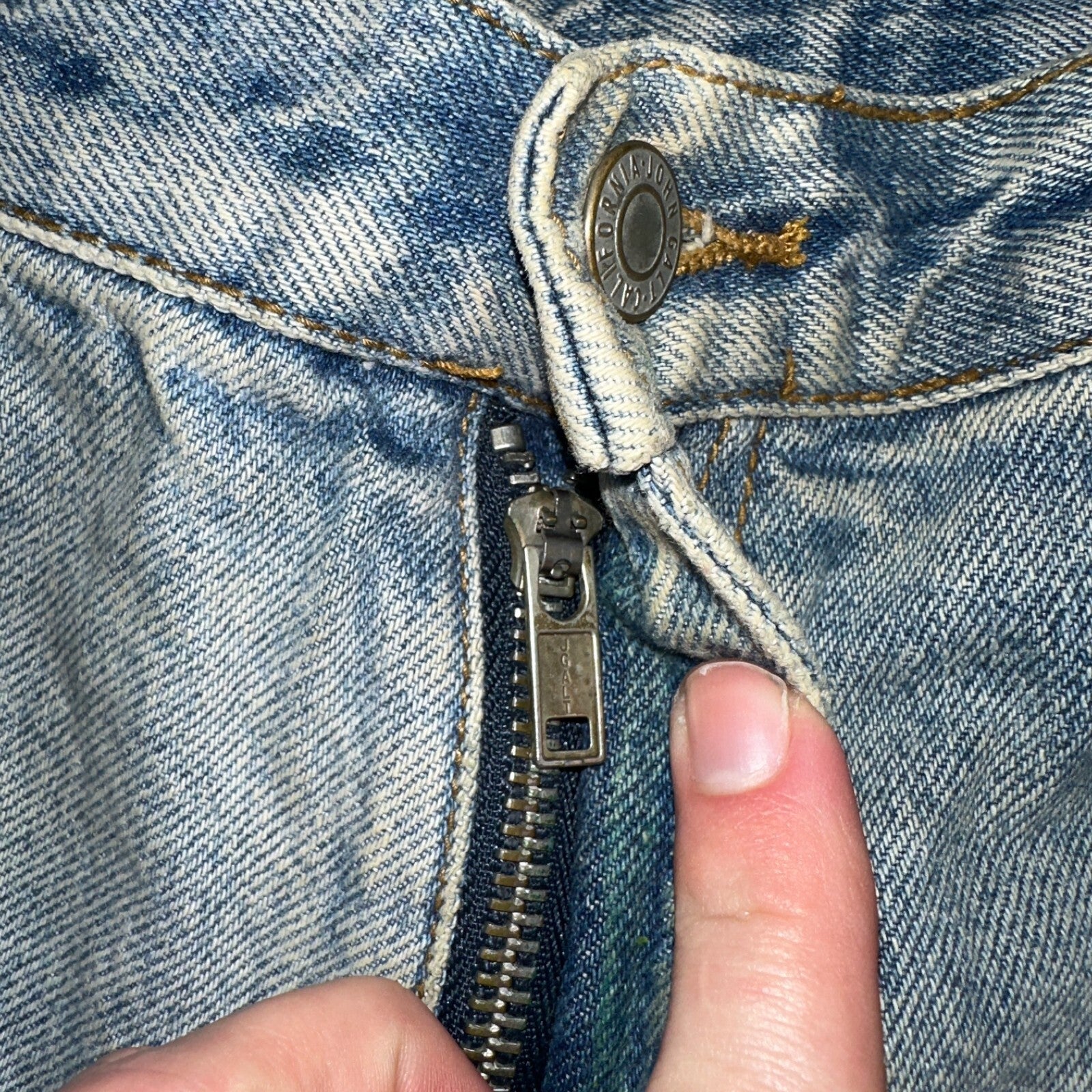 J Galt Jeans Womens Wide Leg Blue Cargo Denim Cotton Light Wash 27x30 Small