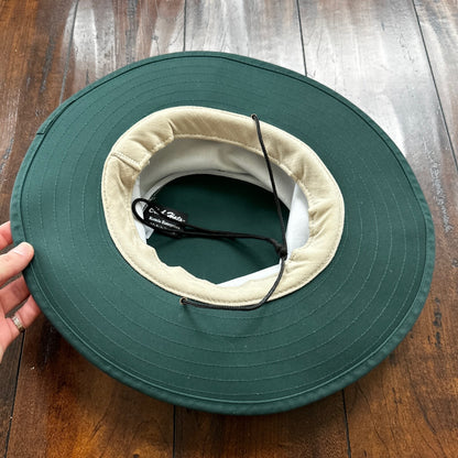 Vintage Summer Club Wide Brim Hat Australia Chin Strap Beach Sun Boho Green Hike