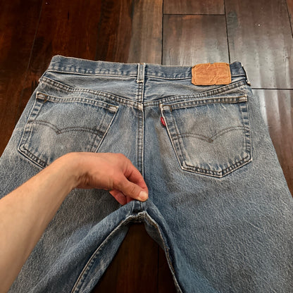 VTG 80s Levis 501 Button Fly 35x32 USA Tag Jeans Straight Wash Blue XX Act 31x31