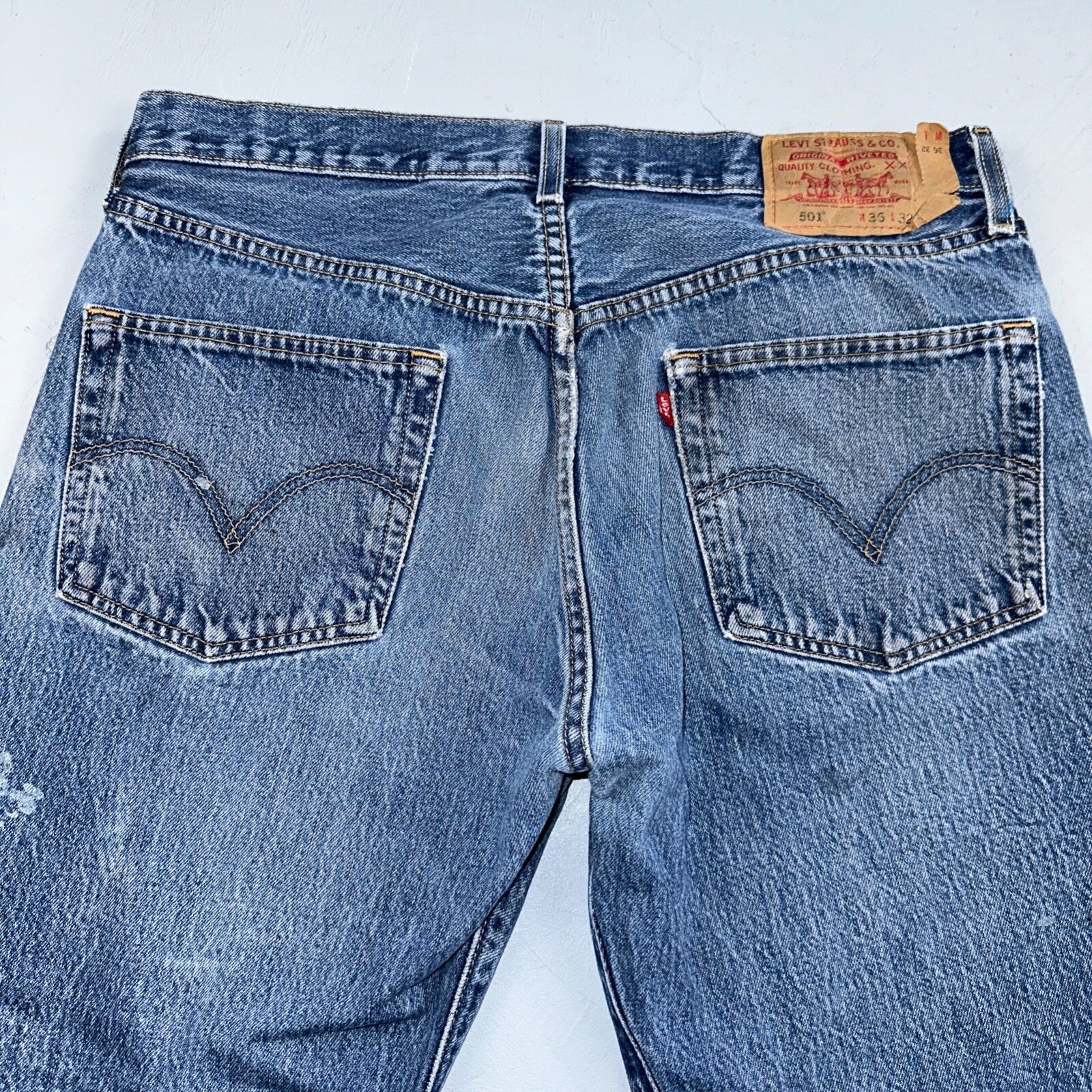 Levis 501 Vintage 90s Mexico Straight Leg Jeans 36x32 Y2K Med Wash Act 34x30