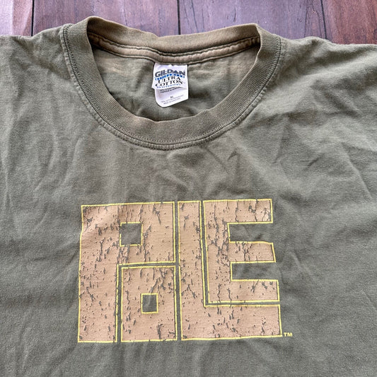 POLE Vintage T Shirt Skate Rap Music Grunge Nirvana Green Army Gildan XL Faded