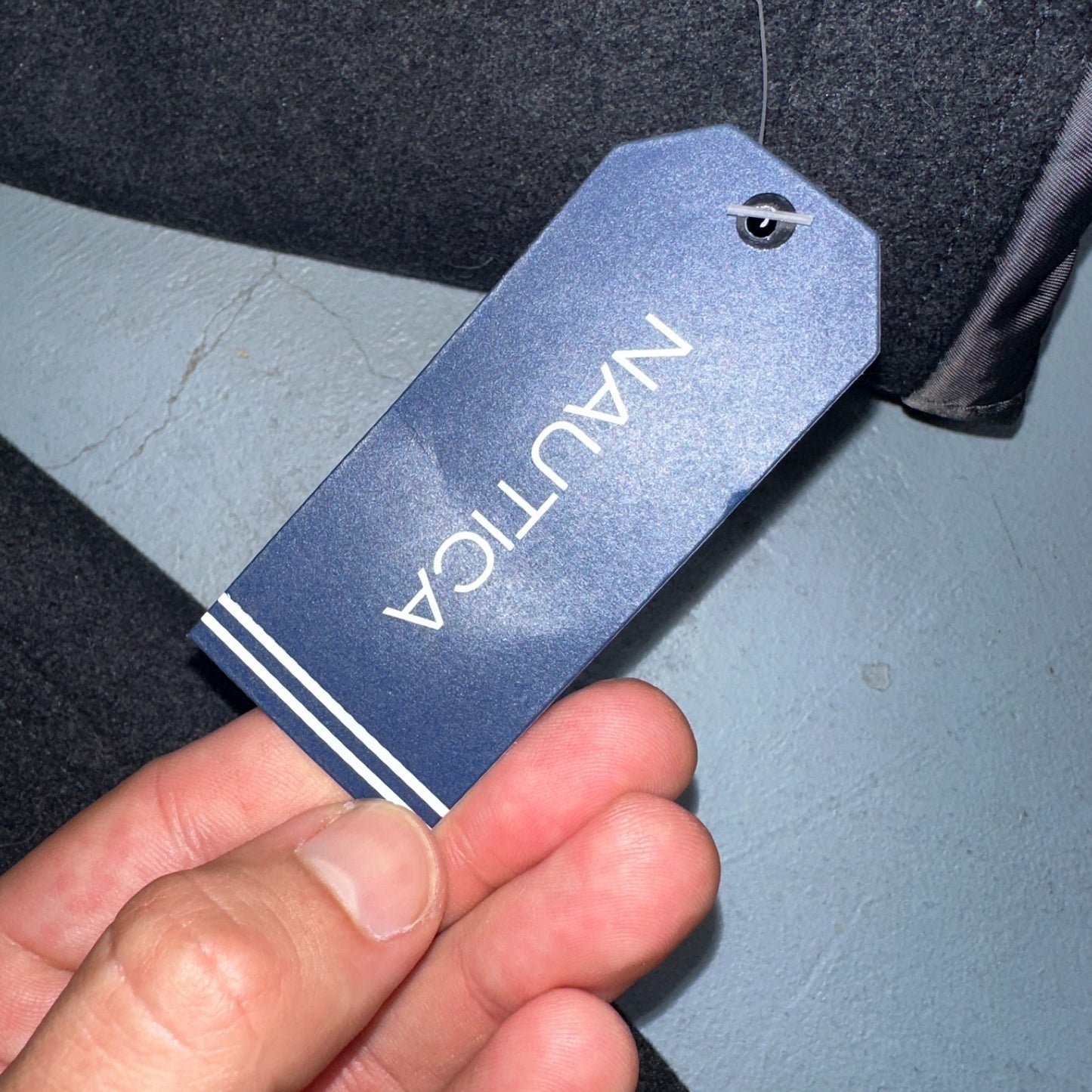 Nautica Men's Size L Double Breasted Wool Blend Collar Peacoat Black NWT $250